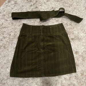 Rewash Olive Corduroy Mini Skirt with Belt